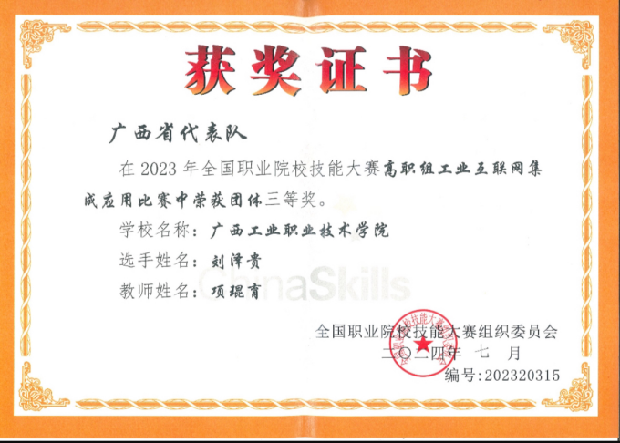 2024年工业互联网集成应用世赛铜奖