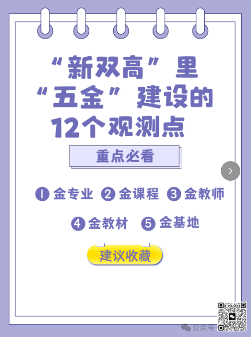 【职教人必看！】“新双高”里“五金”建设的12个观测点